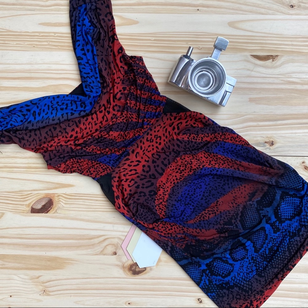 BEBE MESH COWL MINI DRESS NWOT